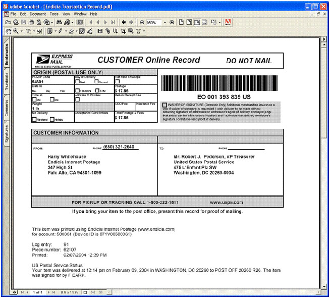 Customer Online Record PDF